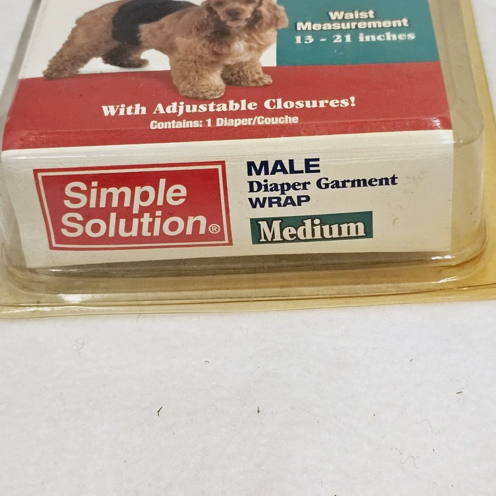 New Simple Solution Male Diaper Garment Wrap For Dogs Size Medium 15-45 LBS